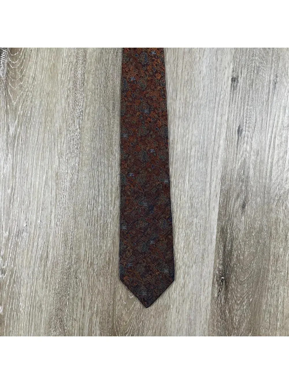 Vintage Burberrys Silk Tie Floral Iridescent Multicolor USA Designer 90s